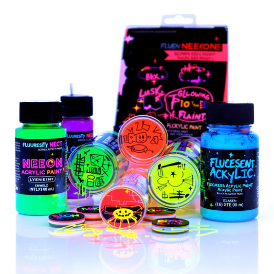 Neon Acrylic Paint Set - 8 Colors